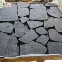Dalle aléatoire en granit noir pierre de basalte noir pavé de motif fou pour allée à l'extérieur du jardin