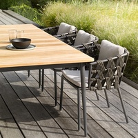 Ensemble de chaises et table d'extérieur empilables FERA en corde tressée légère - Utilisation scolaire, imperméable, écologique, design moderne