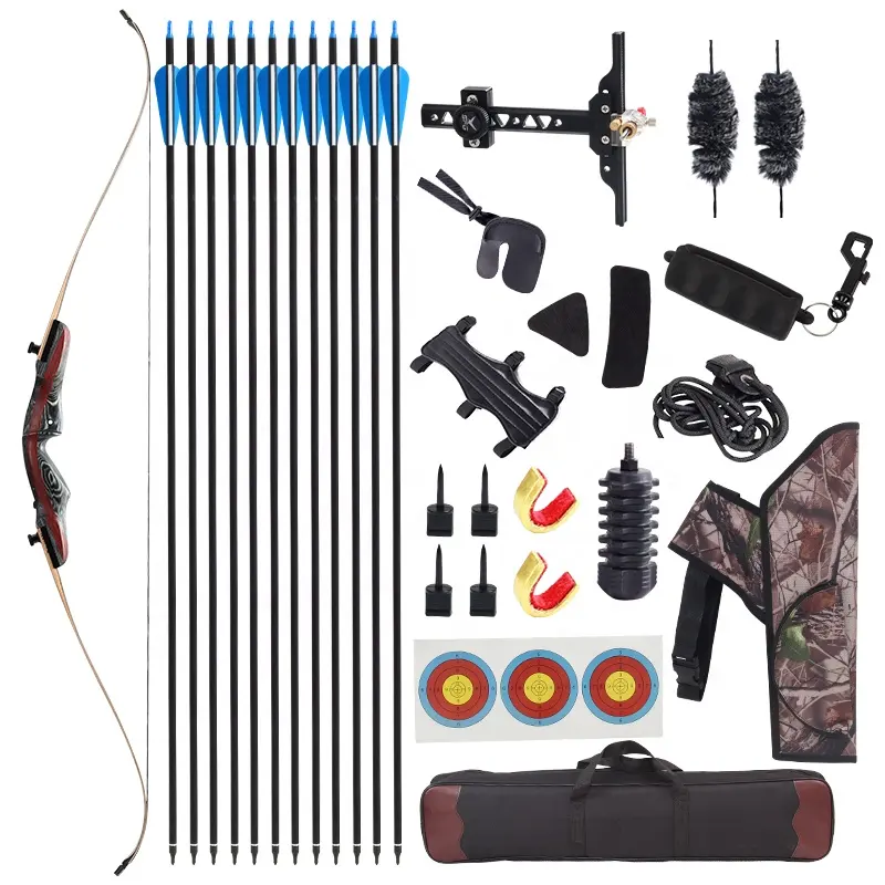 Boogschieten Takedown Recurve Boog Set Vizier Gemengde Carbon Pijl Buiten Schieten Jachtbogen Rust Stabilisator Oefenapparatuur