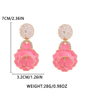 Kaimei 2027, Nuevos Pendientes de Moda Retro con Flores 3D, Pendientes de Flores <span class=keywords><strong>Multicapa</strong></span> para Mujer, Pendientes de Flores Esmaltados Simples y Lujosos para Mujer - Product Image 4