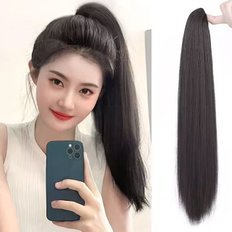 Queue de cheval en forme de pincement avec cordon de serrage WFH0M2M Extensions de cheveux humains à clipser Vague d'eau/Yaki/Styles droits - Product Image 1
