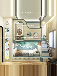 Cama litera de madera maciza de 1.2m para niños, personalizada para apartamentos pequeños, con almacenamiento de doble capa, ideal para habitaciones infantiles y espacios reducidos. - Product Image 4