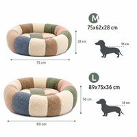 Lit pour animaux de compagnie en peluche pour chiens et chats, canapé-lit en polaire patchwork avec rebords hauts, canapé confortable pour animaux de compagnie M-L chaud