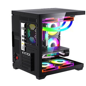 Lovingcool casing PC game Desktop Mini Mid-Tower dengan catu daya dukungan kaca Tempered untuk kabinet Set Komputer mikro ATX/ITX - Product Image 1
