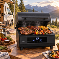 Grill à granulés moderne de style allemand haut de gamme avec écran tactile PID, double sonde, cuisson à chaud jusqu'à 538°C, 190 cm², 68-260°C pour camping et barbecue à domicile