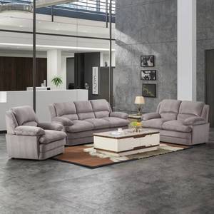 Juego de sofás de estilo moderno 3+2+1, con elegantes patas altas de madera y tela de lino transpirable, ideal para salas de estar y oficinas. - Product Image 1