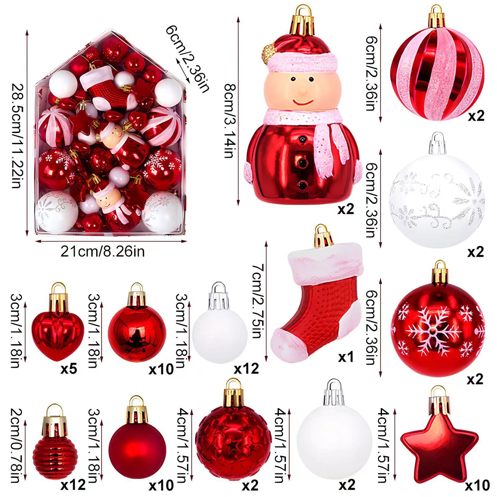 Style de la maison 72pcs (rouge et blanc)