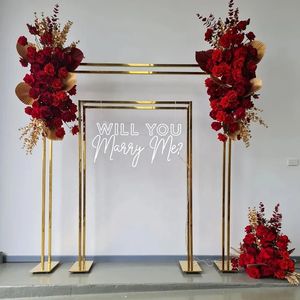 Arco de Hierro de Doble Poste para Decoración de Bodas, Marco para Flores, Decoración de Bodas al Aire Libre, Arco Dorado para Fondo de Boda - Product Image 2