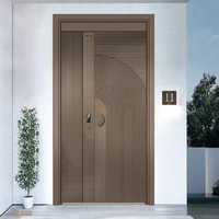 Porte d'entrée de luxe sur mesure en aluminium moulé haut de gamme, style tropical moderne, avec cercles concentriques métalliques, double isolation thermique et phonique