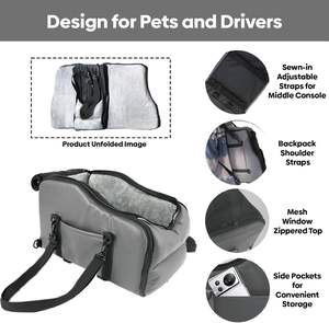Siège de voiture portable pour chat, console centrale, transporteur pour chat, accoudoir de voiture, console centrale, lit pour chien <span class=keywords><strong>avec</strong></span> <span class=keywords><strong>harnais</strong></span> - Product Image 2