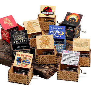 Vente en gros de boîte à musique en bois personnalisée à motifs de styles multiples, à manivelle primate, <span class=keywords><strong>cadeau</strong></span> de Noël pour les fêtes - Product Image 5