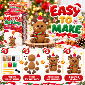 Air Dry Clay Christmas Reindeer Kit Modeling Clay Set With Tools Gift Box for <b>Kids</b> Diy Craft Wholesale OEM ODM - Product Image 4