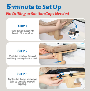 Letto di Lusso Sostenibile per Gatti Amaca da Finestra in Legno con Ventose Robuste e Durevoli Trespolo Sedile per Riposo Lettino di Sicurezza per Gattini - Product Image 4