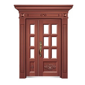 Le moderne porte <span class=keywords><strong>di</strong></span> <span class=keywords><strong>sicurezza</strong></span> domestica con finestre <span class=keywords><strong>di</strong></span> impatto in vetro temperato hanno usato la griglia in ferro incorniciata in acciaio finito <span class=keywords><strong>per</strong></span> l'applicazione esterna - Product Image 1