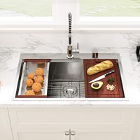 Évier de cuisine encastrable 33x22 avec plan de travail, en acier inoxydable de calibre 16, cuve simple profonde, coins de bassin