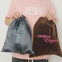 Pochette en satin personnalisée avec logo, grande capacité, pour vêtements, chaussures, cosmétiques, sac cadeau à cordon, sac de rangement multicolores pour perruques