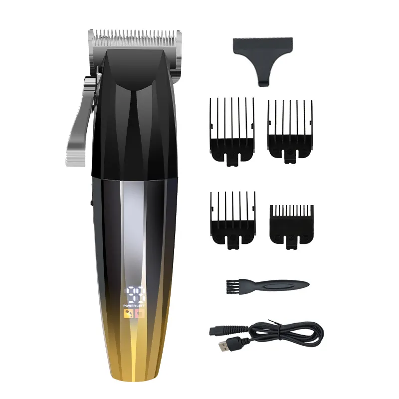 Máquina de cortar cabelo elétrica masculina, máquina profissional de cortar cabelo com tela lcd para barbeiro aparador de barba