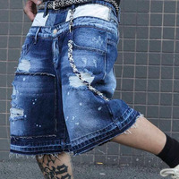 Short en jean à motif uni décontracté pour hommes fabricant de jeans tissage tricoté simple et à la mode pour un usage quotidien