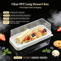 Boîte à gâteau roulé en PET transparent anti-buée de qualité alimentaire, conteneur à pâtisserie jetable en plastique avec base blanche pour gâteau roulé au lait