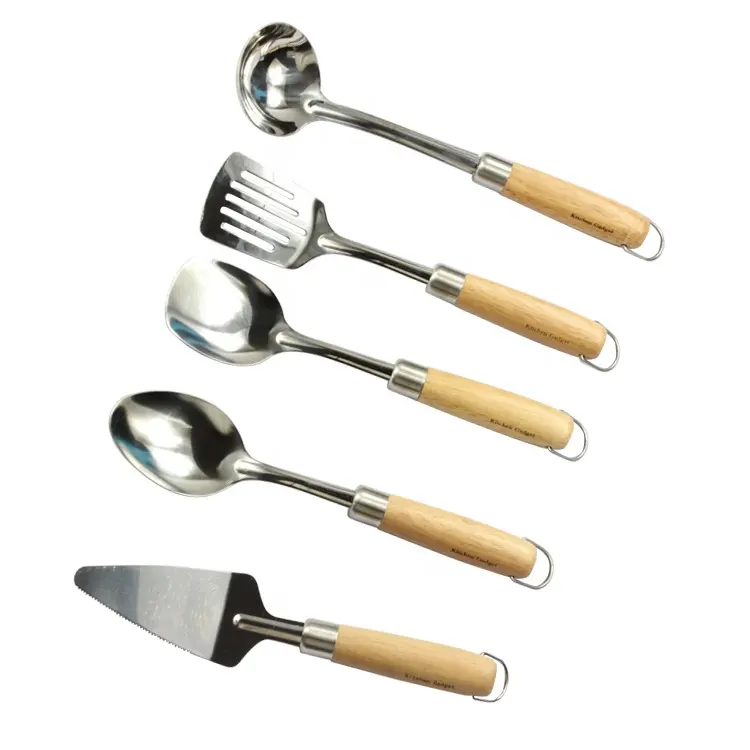 Cuisine à domicile en bois vaisselle ustensiles Gadgets ensemble spatule soupe louche cuillère cuisine trousse à outils