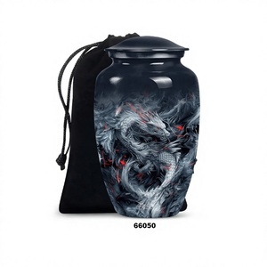 Grande urne adulte de crémation de dragon en aluminium de vente chaude pour les cendres humaines avec le sac libre de velours - Product Image 1