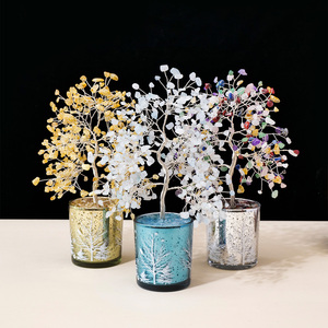 Bonsaï <span class=keywords><strong>en</strong></span> cristal de citrine améthyste fait à la main <span class=keywords><strong>en</strong></span> pierres précieuses naturelles dans un pot <span class=keywords><strong>en</strong></span> <span class=keywords><strong>verre</strong></span> décoratif pour décoration de bureau à domicile et cadeau - Product Image 6