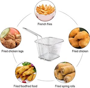 Panier à frites carré 4,1x3,3x2,6 pouces, panier de service pour frites, panier à frites argenté - Product Image 3