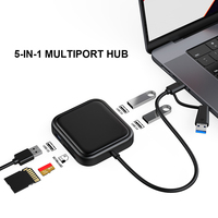 Offre Spéciale : Hub Multiport 5-en-1 Double Tête 5 Gbit/s USB 3.0 avec Lecteur de Cartes USB-A, USB-C, SD et Micro SD pour Ordinateur Portable