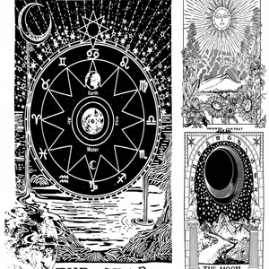 Toile d'autel imprimée en coton Tenture murale faite à la main Carte de tarot Lune Pentagramme Tapisserie Plusieurs couleurs Petit par les expéditeurs indiens - Product Image 1