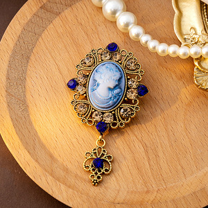 Baroque ovale camée <span class=keywords><strong>broche</strong></span> rétro résine reine tête pendentif dame broches bijoux pour femmes fête cadeau cadeau - Product Image 3