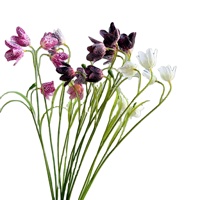 Bunga Lily Artifisial Avelia Fritillaria Bell 58cm 6 Kepala Gaya Nordik, Sentuhan Asli Warna Ungu Berkualitas Tinggi untuk Dekorasi Rumah