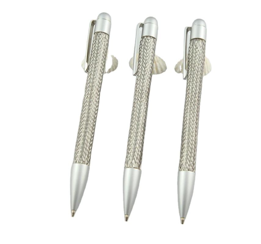 素敵なデザインのワイヤーメッシュボールペン、クロムマットシルバー