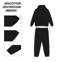 Ensemble sweat-shirt à capuche et pantalon de survêtement pour hommes, logo personnalisé, coupe Boxy, épais, épais et épais, en coton, avec épaules tombantes