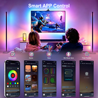 Lámpara de Pie de Esquina LED RGB IC con Control Remoto por Aplicación Inteligente, Sincronización con Música, Luz Ambiental para Sala de Juegos, Directo de Fábrica