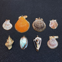 Pendentif Coquillage Naturel 3D, Décoration Aquarium Poisson, Bijou Fait Main, Accessoire Collier, Pendentif Électroplaqué DIY