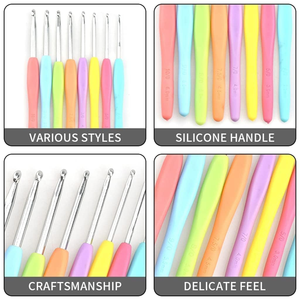 Shoes <b>Crochet</b> <b>Hooks</b> With Silicone Handle Metal Sewing Needles Yarn Hand Knitting Accessories 2-10mm - Product Image 3