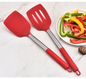 Wholesale High Quality Kitchen Accessories Stainless Steel Handle Non-stick Pan Heat Resistant Black <b>Silicone</b> Spatula - Product Image 4
