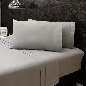 Parure de draps double Vianney Grey 400TC 100% coton, sans plis, literie pour la maison, 4 pièces - Product Image 3