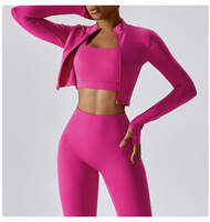 2024 vente en gros vêtements de Fitness Kit de gymnastique survêtement bout à bout Ropa Deportiva Mujer Tendencia femmes à manches longues 4 pièces ensembles de Yoga