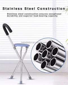 Canne portable réglable en hauteur avec siège pliable <span class=keywords><strong>pour</strong></span> la rééducation de l'arthrite - Product Image 2