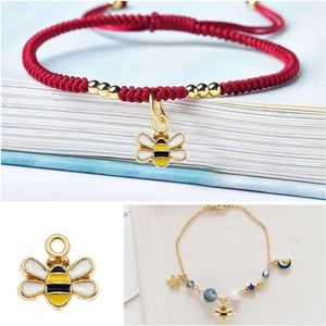 Mini abalorios de abeja esmaltados, hacer joyas colgantes para DIY, colgantes de aleaciones Vintage para pendientes, pulsera, collar, fabricación de joyas - Product Image 5