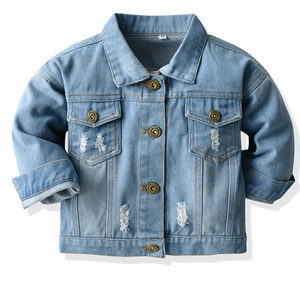 Veste en jean déchirée unisexe pour enfants, printemps-automne 2021, décontractée, respirante, écologique, pour petites filles, 12M-6Y - Product Image 1