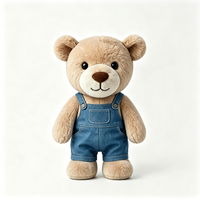 Ours en peluche personnalisé, mignon et doux, avec salopette en jean bleue, jouet en peluche confortable