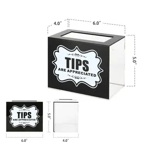 HQ Premium Tips kotak koleksi ujung akrilik koleksi Jar konduksi kotak saran untuk kedai kopi restoran bartender