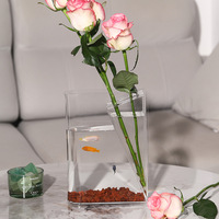 Vase à Livre en Acrylique Transparent Haute Transparence Style Européen Entièrement Fait Main Hydroponique Fleur Fraîche en Forme de Livre
