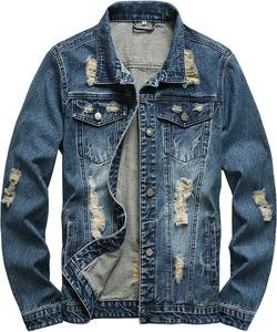 Chodian Chaqueta Vaquera para Hombre, Chaqueta de Mezclilla Masculina a la Moda, Chaqueta Trucker Ajustada Casual Desgarrada - Product Image 6