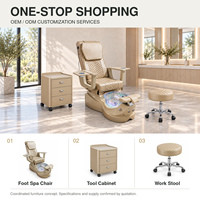 Fauteuil de pédicure avec bassin transparent, assise matelassée, repose-pieds rembourré et porte-gobelets pour salon de manucure, mobilier OEM ODM