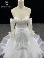 Robe de mariée sirène grande taille illusion épaules dénudées, décolleté cœur, avec appliques en dentelle ivoire, pour les acheteurs de boutiques de mariage, sur mesure
