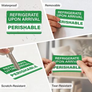 500 Etiquetas Adhesivas de Vinilo Impermeables y Desechables de <span class=keywords><strong>3x2</strong></span> Pulgadas, Rectangulares, para Envío, Advertencia de Refrigeración Verde para Alimentos - Product Image 4