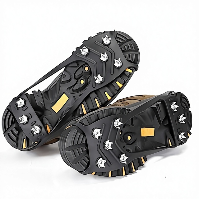 Anti-Slip 8-Spike Ice Cleats Outdoor Winter Snow Shoe Covers for Climbing Walking